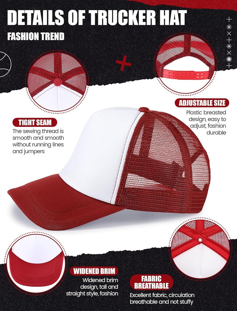 Tarpop 10 Pcs Sublimation Blank Trucker Hats Bulk Mesh Baseball Cap Polyester Mesh Trucker Hat for Men and Women - Image 3